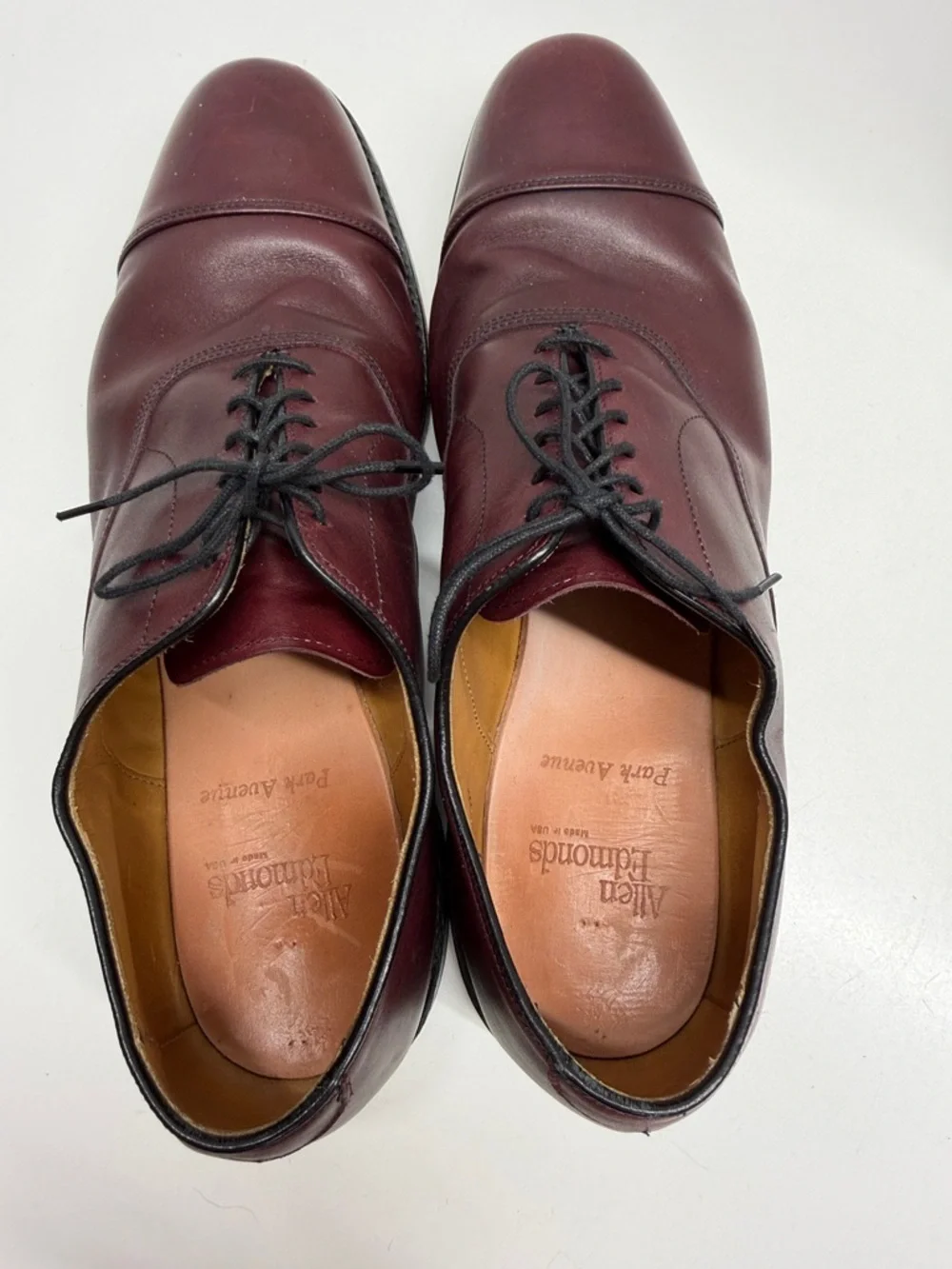 Allen Edmond Park Avenue Cap Toe Oxford Dress Shoe Leather Red Mens Size 10 D